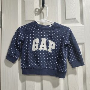 Gap 6-12 Month Blue Polka Dot Sweatshirt With Gap Logo